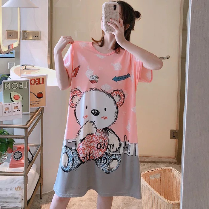 HUES.ID Pakaian Wanita Baju Tidur Wanita Import Daster Motif Kartun Longgar Korea Fit to XXL 4017