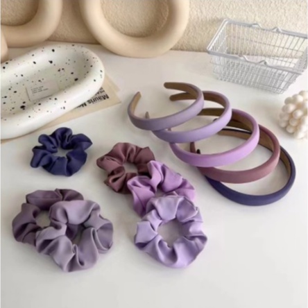 PREMIUM Bando Busa Set Kuncir Scrunchie Motif Premium - Korean Style