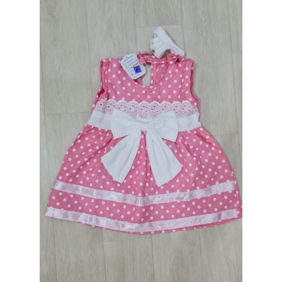 baju bayi perempuan dress PITA + BANDANA baby girl