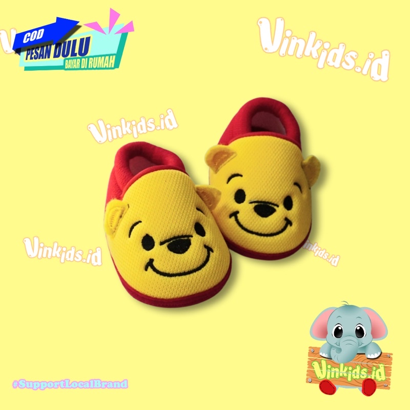 Sepatu Anak Bayi Prewalker Perempuan Laki Laki Lucu Murah Karakter Pooh Kuning