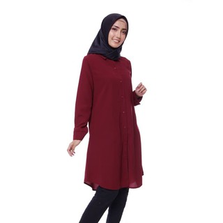  Baju  Tunik  Polos Wanita Lengan Panjang Kain Wolfis 