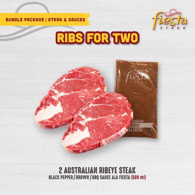 

Fiesta Steak Australian Rib-Eye Steak with Saos Black Pepper/Brown/BBQ - Daging Sapi Frozen