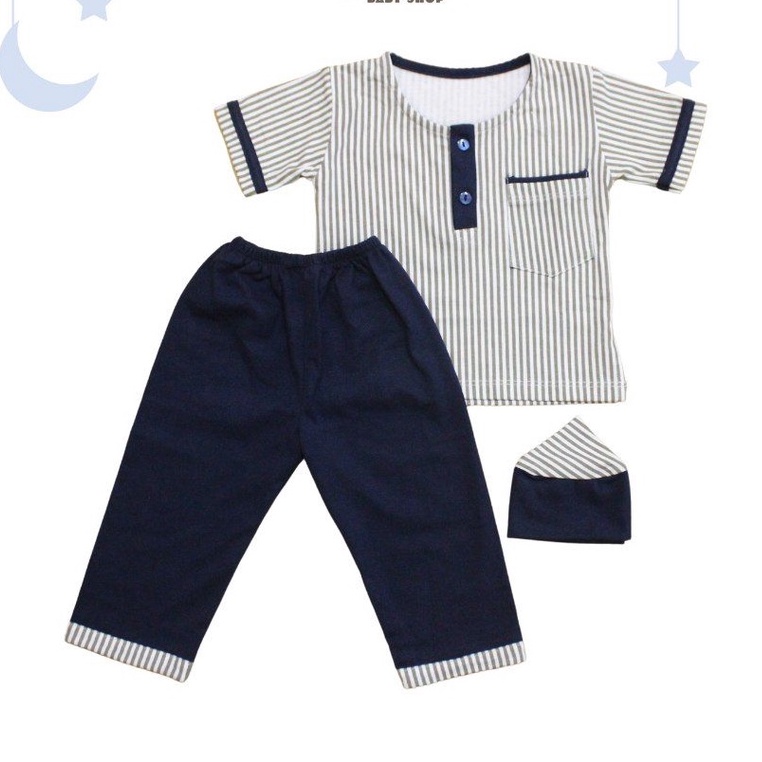 RAMADHAN SALE !!! BAJU BAYI KOKO VINATA LENGAN PENDEK motif STRIPY - BAJU SET KOKO ANAK LAKI-LAKI