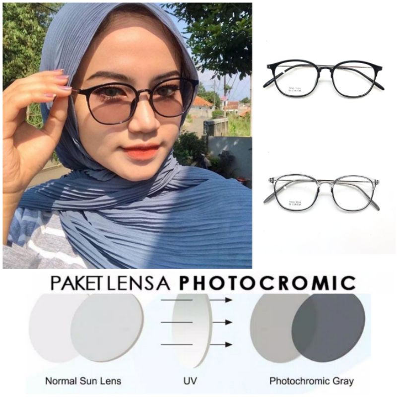 PAKET LENSA PHOTOCROMIC | Frame Kacamata 2124 | New Kacamata Anti Radiasi Komputer