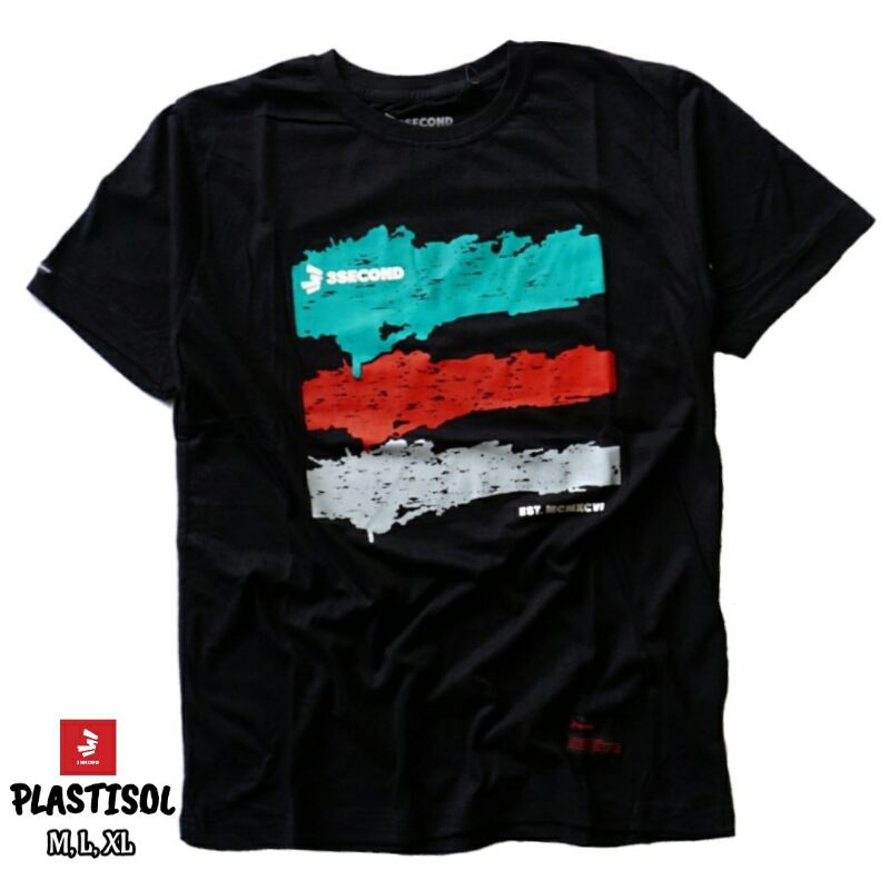 kaos distro kaos pria lengan pendek 3second warna hitam