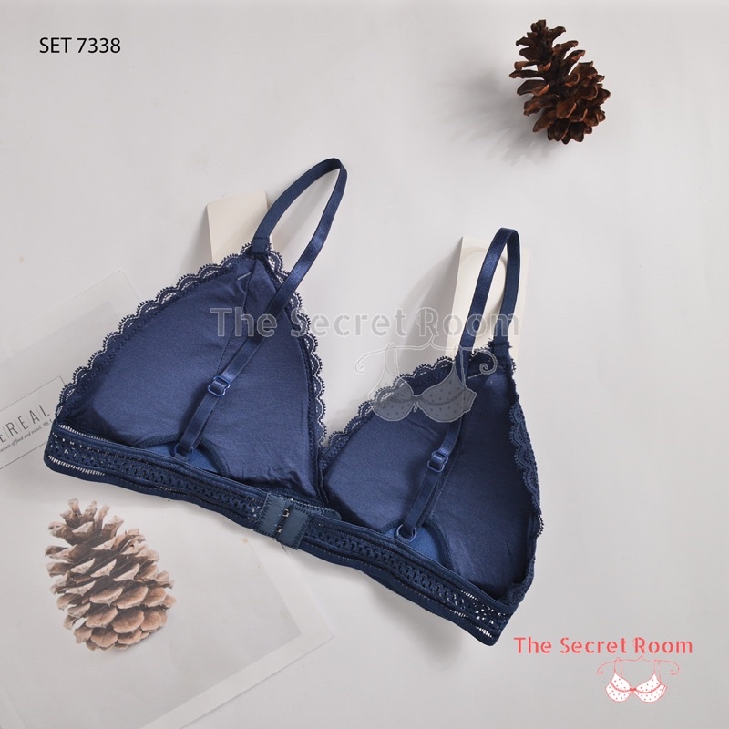 TALLY BRA BH CD SET KEMBEN BRALETTE RENDA 7338 I FREE SIZE I ADA KAIT I BUSA TIPIS I CUP B KECIL