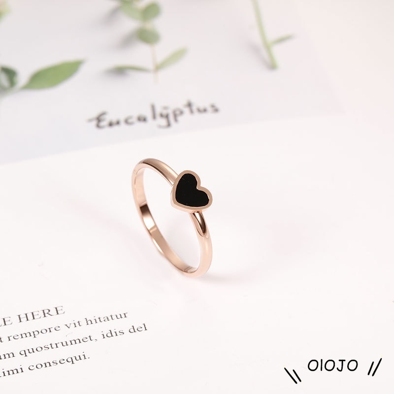 【COD】Korean Cinta Hati Cincin Titanium Lapisan Emas Model  Rose Gold