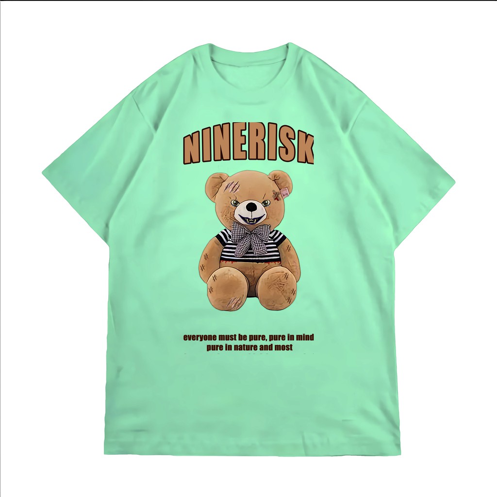 NINERISK OVERSIZE SHIRT kaos tshirt distro bearbon hijau mint katun combad