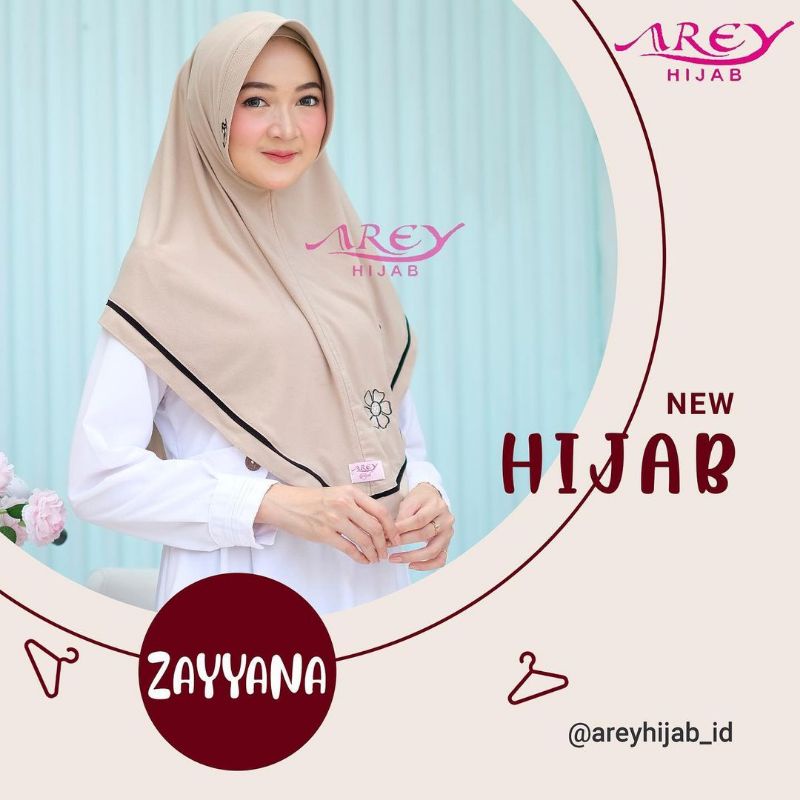 Arey - Hijab Instan List Bordir Bunga ZAYYANA Ori Arey