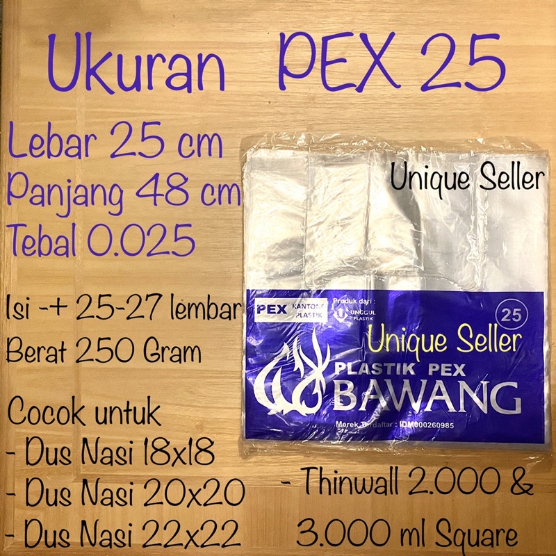 Kresek Bening PE PEX Uk 10 15 20 25 BAWANG / Kantong Plastik Bening PE PEX 10 15 20 25 merk BAWANG / Kantong Kresek Bening 10x30 15x33 20x40 25x48 / Kresek untuk 1 Gelas Uk 10 / Kresek Gelas isi 1 Uk 10