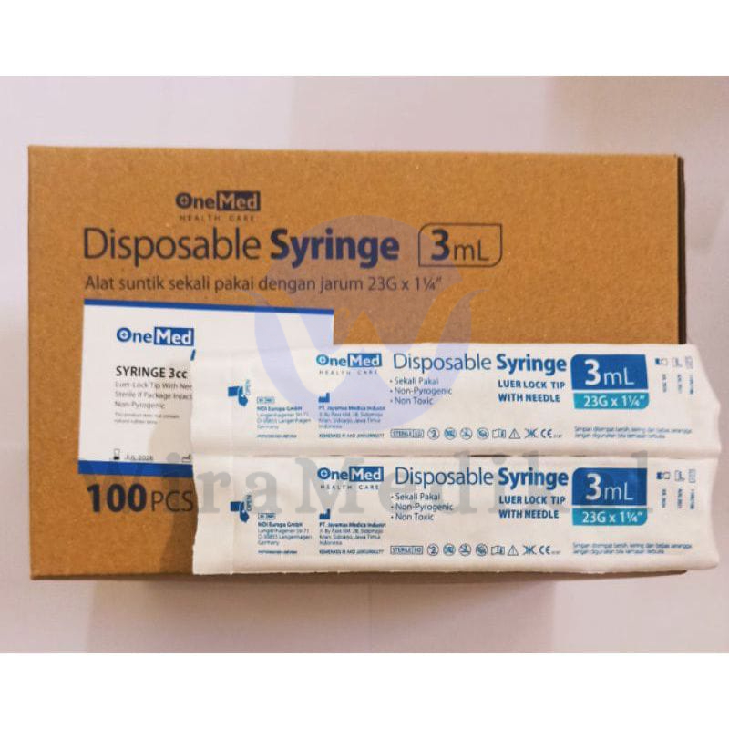 Disposable Spuit Syringe 1cc, 3cc, 5cc, 10cc Onemed - Suntikan 1ml, 3ml, 5ml, 10ml - Eceran