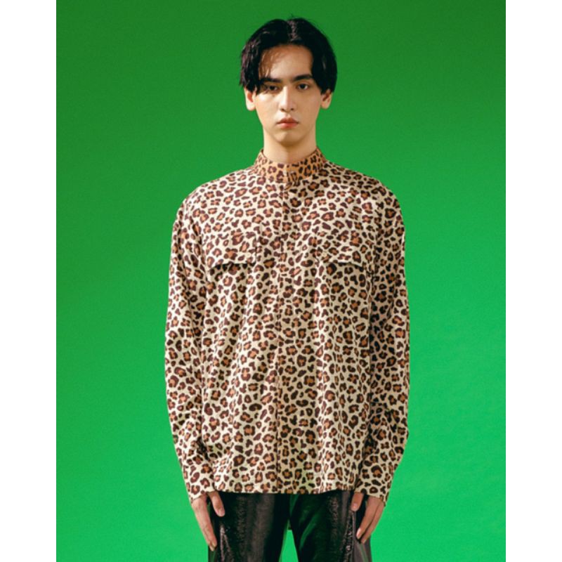SVH | Oversized Eco Leopard Long Sleeve Shirt | Kemeja Pria | Kemeja Motif Leopard Pria | Kemeja Len