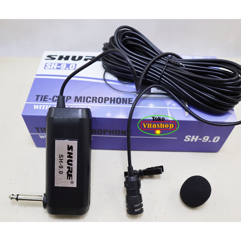 MIC CLIP ON SHURE SH-9.0 MICROPHONE KANCING JEPIT MIK KABEL PANJANG