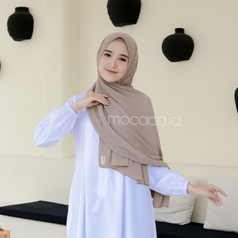 kerudung pasmina jilbab pashmina plisket ceruty babydoll panjamg tanpa garis tengah khaki cream nude coklat hitam maroon kuning pink navy putih biru olive ungu purple