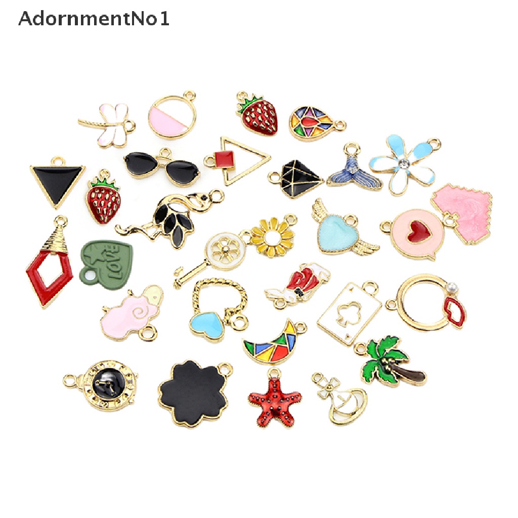 (AdornmentNo1) 30pcs / Set Charms / Liontin Enamel Gaya Campur Bahan Metal Untuk DIY Perhiasan