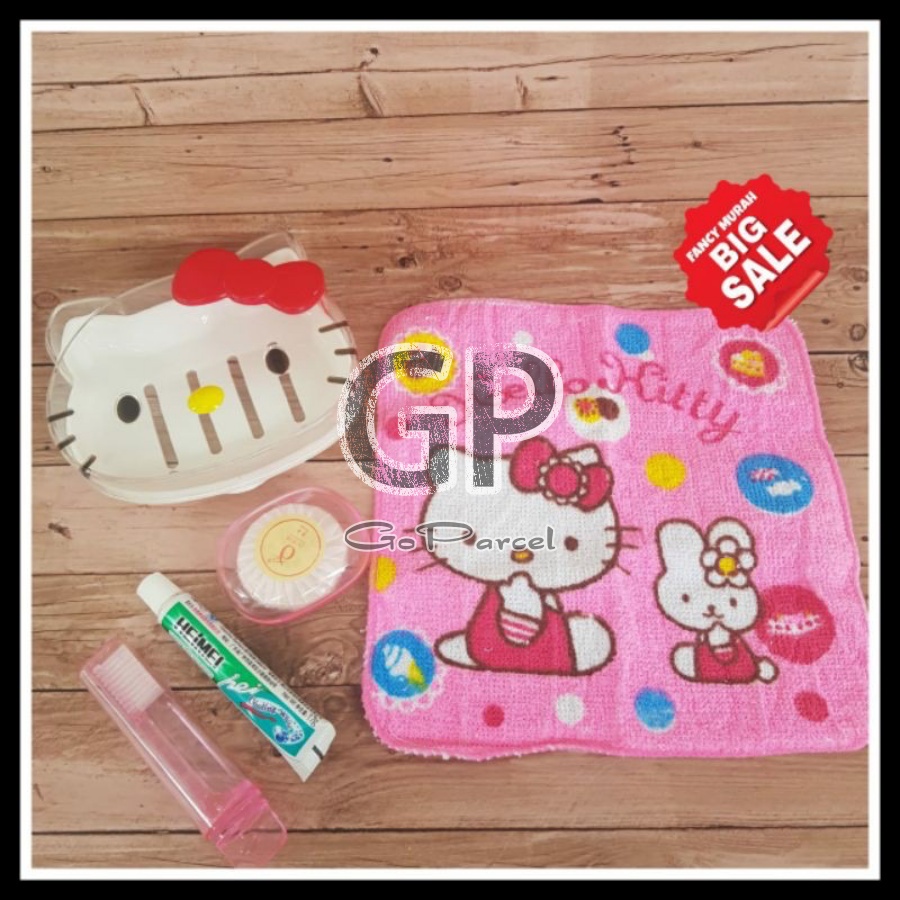 BATH TRAVEL SET HELLOKITTY - KOTAK TEMPAT SABUN HELLO KITTY LENGKAP / HANDY PORTABLE HK SET MANDI - ODOL PASTA GIGI