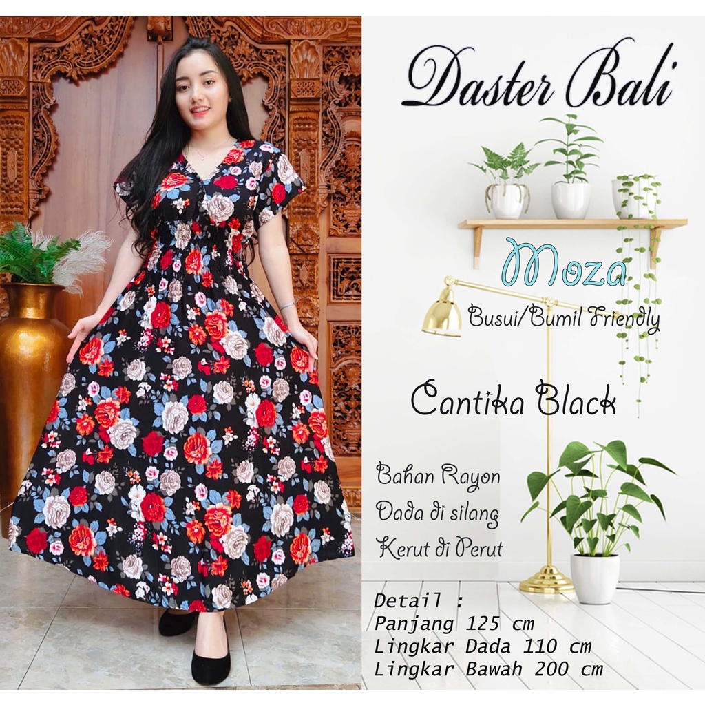 DASTER MOZA PRINT | BALI LONGDRESS-CANTIKA BLACK