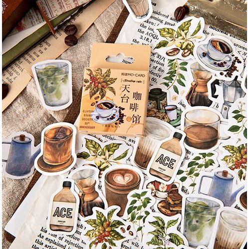 

Stiker Scrapbook Sticker Bujo Lucu Minuman Kopi Coffee Latte (46 pcs)