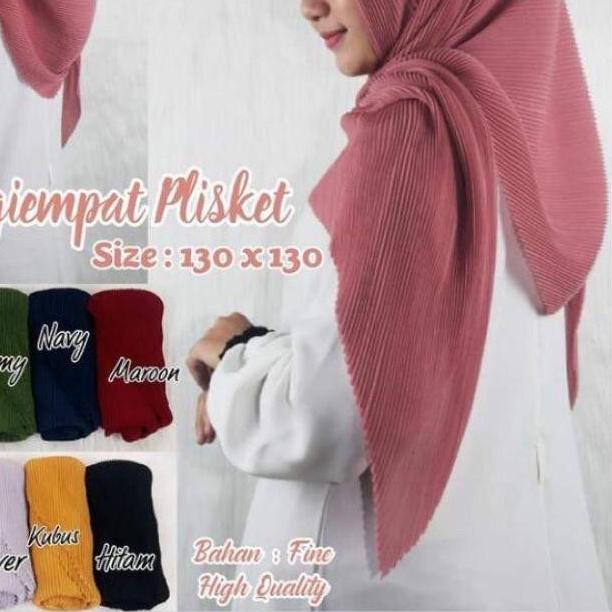 ◌ HIJAB SEGI EMPAT PLISKET JUMBO 130x130 / BELLA PLISKET JUMBO [bisa ] ✴