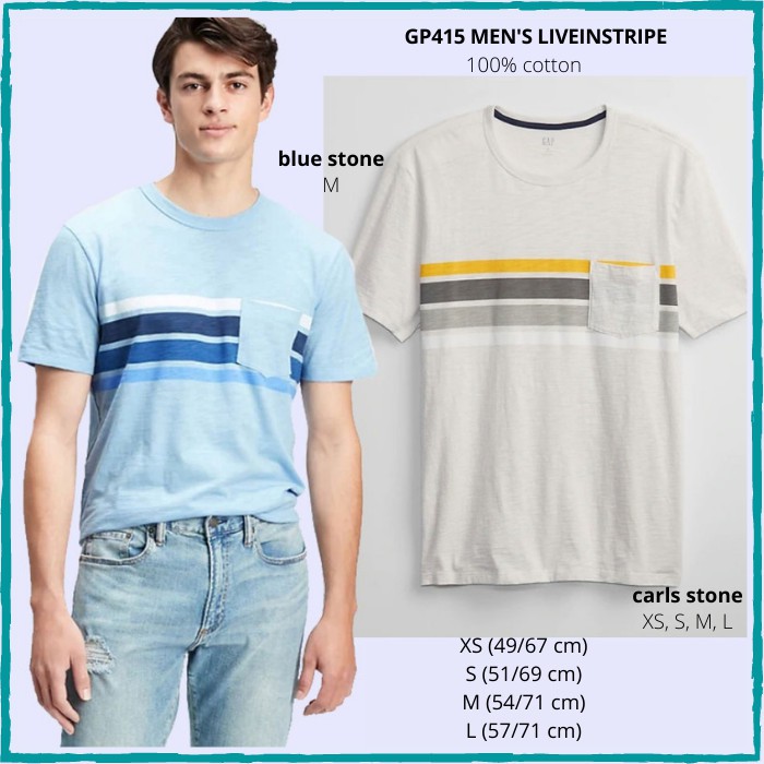 Kaos Pria Murah Gap 415 Men Liveinstripe Carls Stone