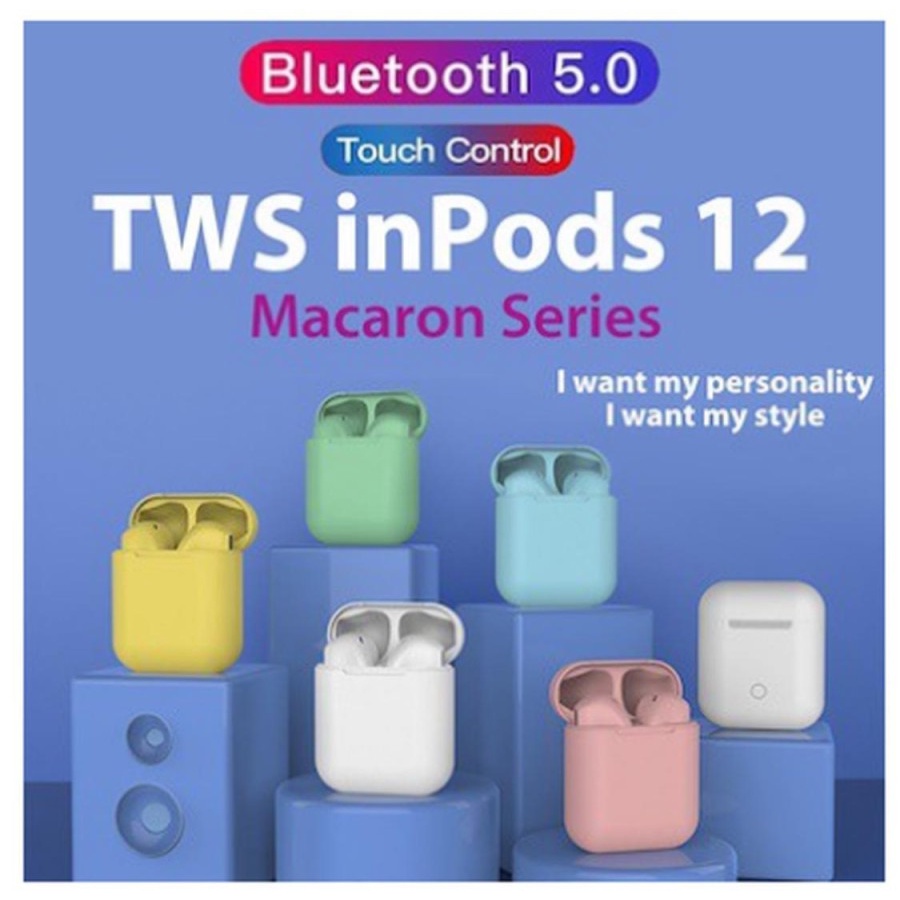 Headset i12 Bluetooth 5.0 InPods Macaron TWS Earphone I12 Macaron Handsfree TWS Inpod V5.0