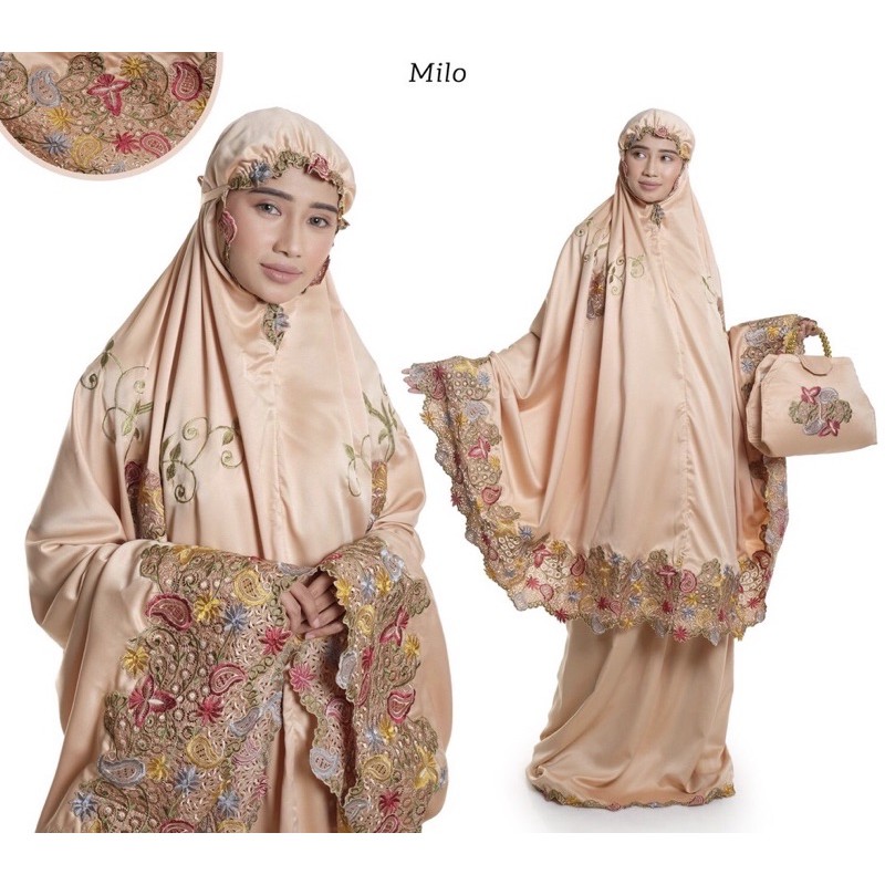 Mukena Bordir Mewah Kain Semi Sutra Velvet TMD