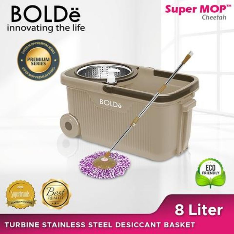 Alat Pel Lantai BOLDe Super MOP Cheetah Stainless Steel Roda