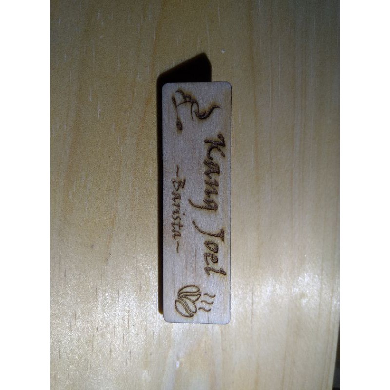 

Custom Wooden Name Tag kayu grafir laser unik nama tulisan logo