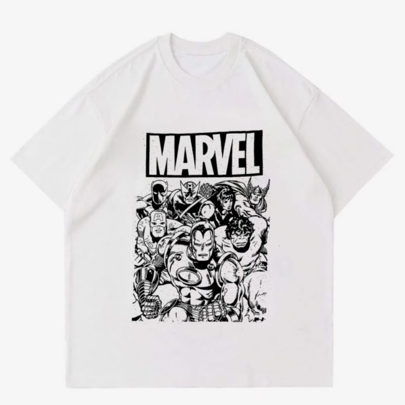Kaos Marvel Tee Merch Baju Film Superhero Pahlawan Super Vintage Oversize Oversized T-Shirt Distro P