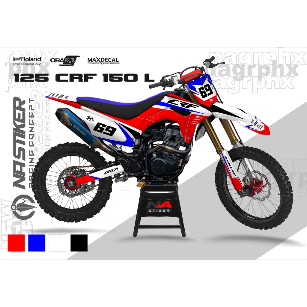 DECAL CRF MERAH BIRU SIMPLE CRF-125