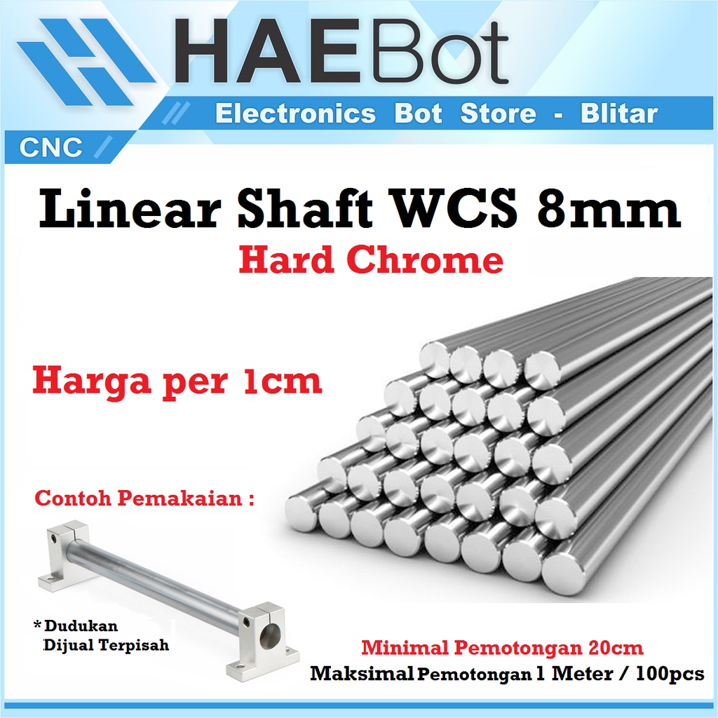 [HAEBOT] Linear Shaft WCS8 8mm As Besi Polos CNC Hard Chrome Steel 3D Printer Harga 1cm Mekanik Part Slider Batang