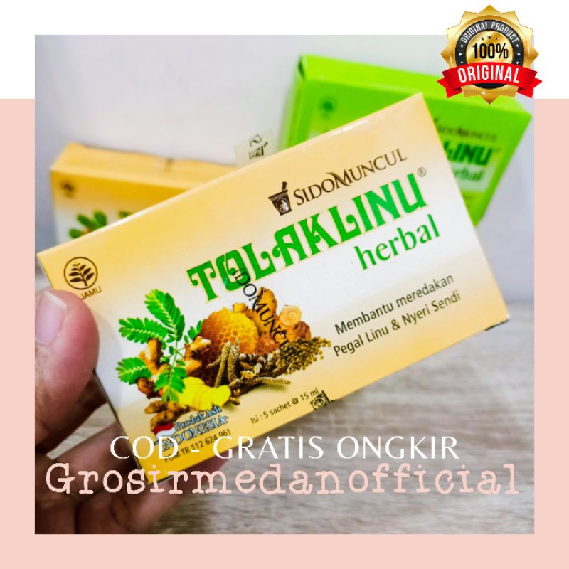 TOLAK Linu per box HERBAL SIDOMUNCUL RASA JAHE DAN MINT - MEREDAKAN PEGAL LINU DAN NYERI SENDI