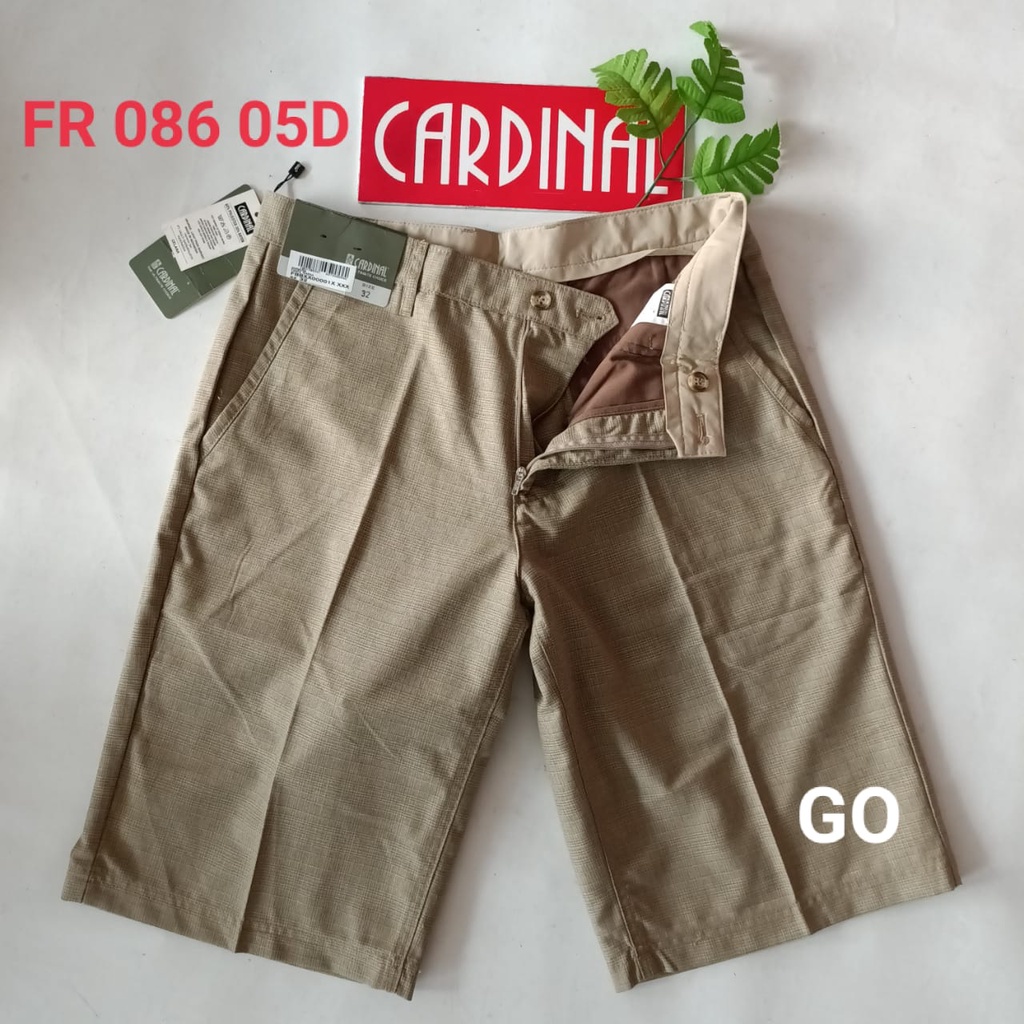 gof 32 CARDINAL FBBXX Celana Pendek Polos Stretch Kotak Motif Original Celana Santai Laki-Laki