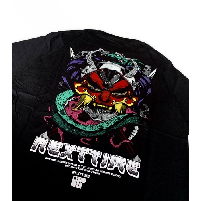 T shirt Black Katun SEVENKEY X NEXT TIME ORIGINAL BRAND BANDUNG (topeng)