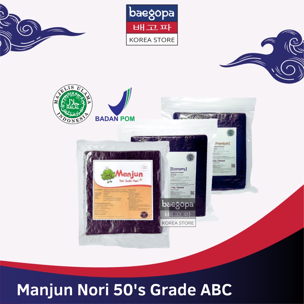 

MANJUN Sushi Nori Kimbab 50 S Halal │ Nori Gimbab Import Lembar Rumput Laut..