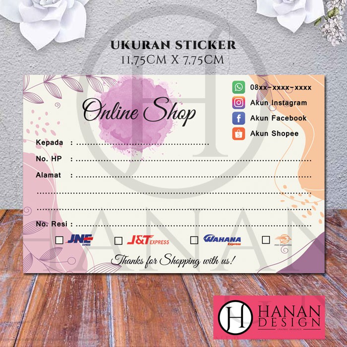 

Stiker Label Pengiriman Paket Olshop Online Shop Custom - Motif Flower Bunga Ungu