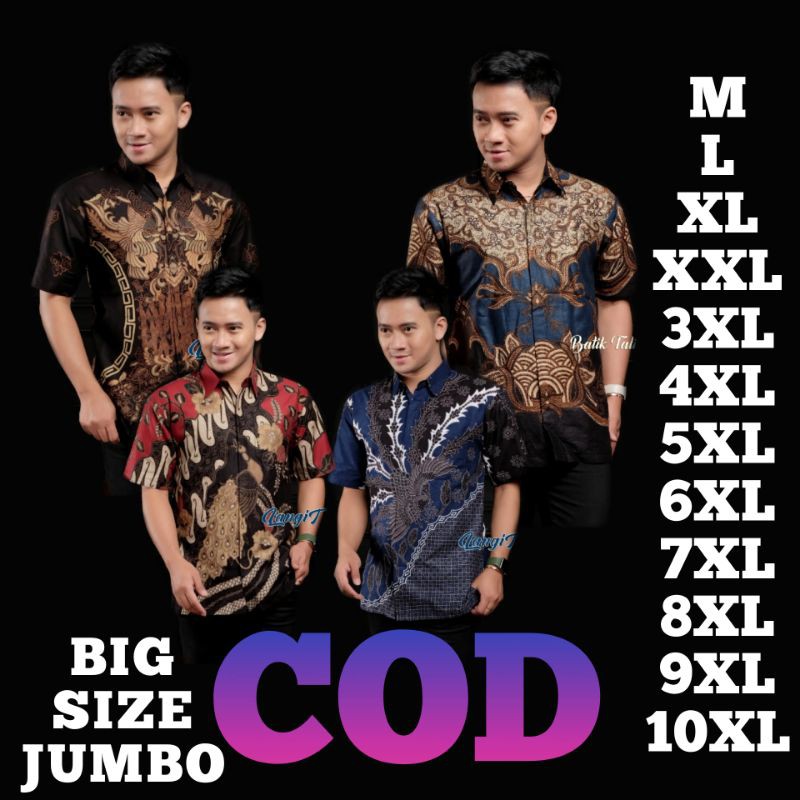 KEMEJA BATIK PRIA LENGAN PENDEK BIG SIZE JUMBO M.L.XL.XXL.3XL.4XL.5XL.6XL.7XL.8XL.9XL.10XL