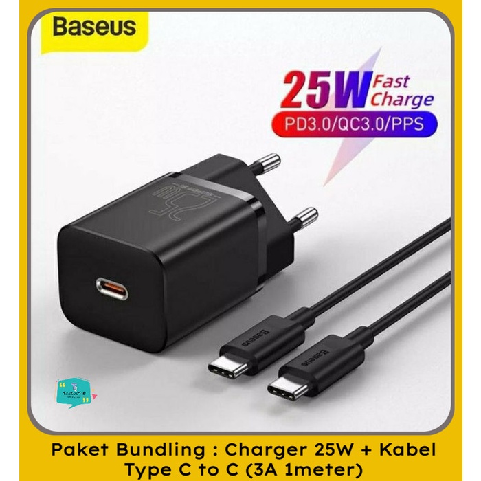 BASEUS 25W Charger Type C PD QC 3.0 Quick Fast Charging + Kabel Type C Charger Samsung Android