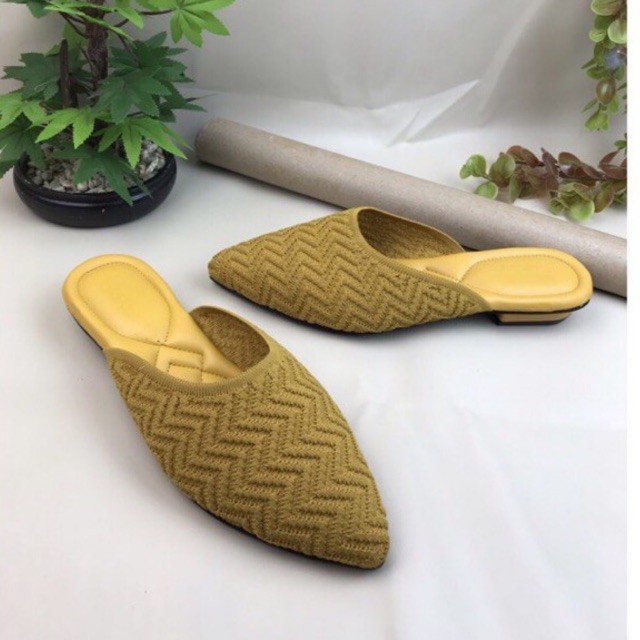 Sandal Hak Tahu Wanita Bahan Rajut Import JA-71