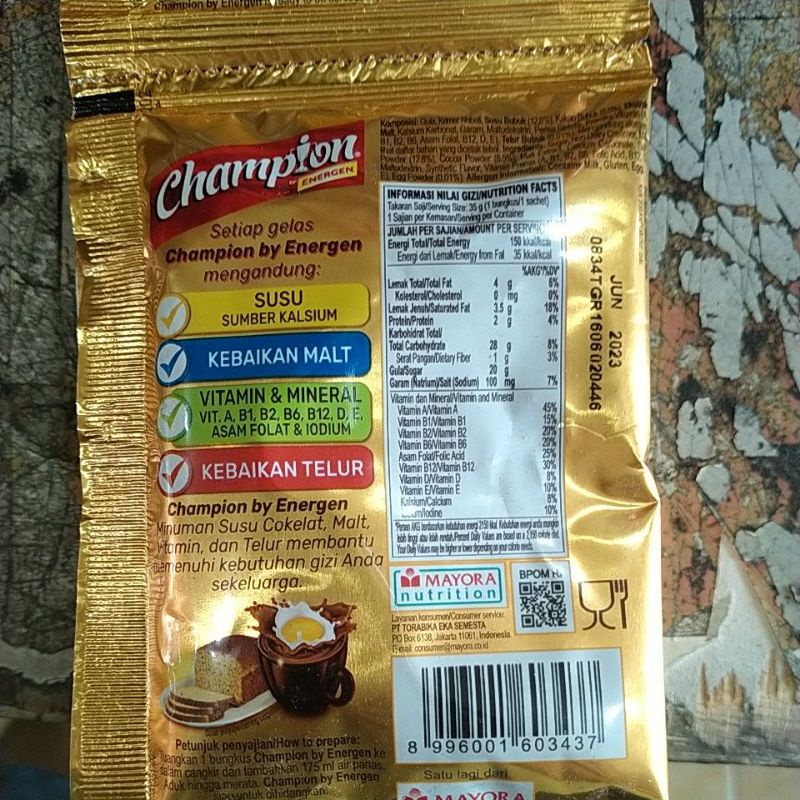 Susu champion by energen,per renteng (10pcs).