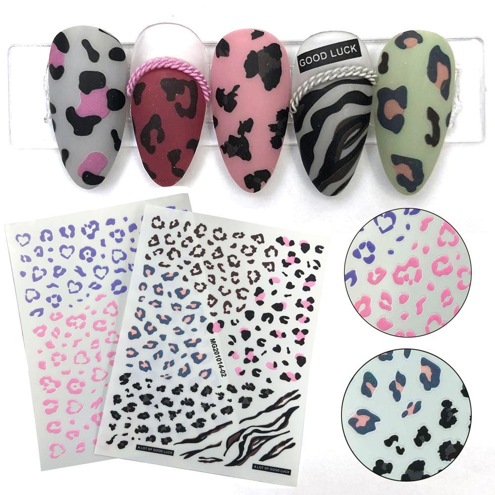 Agustina DIY Nail Art Dekorasi Kepribadian Desain Kuku Palsu Motif Hewan Leopard Print Stiker