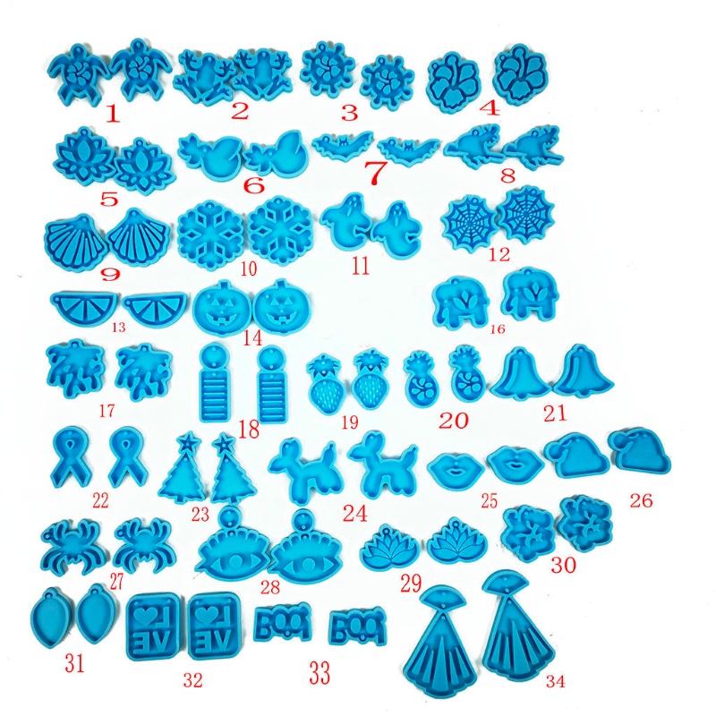 Siy 1 Set Cetakan Resin Epoksi Bahan Silikon Untuk Membuat Perhiasan Anting DIY