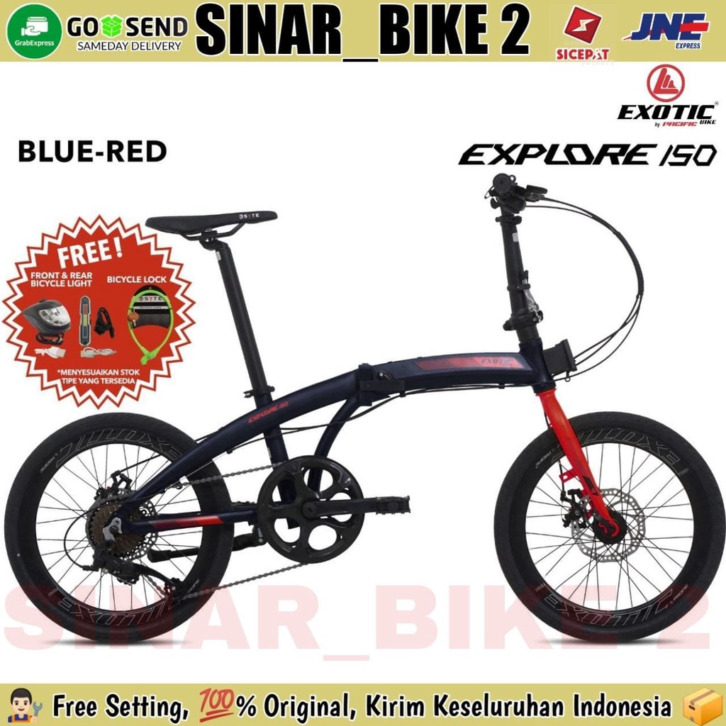 Sepeda Lipat 20 Inch EXOTIC EXPLORE 150 Alloy 9 Speed Rem Cakram &amp; 20 Inch PACIFIC SPLENDID 300 Alloy 8 Speed Rem