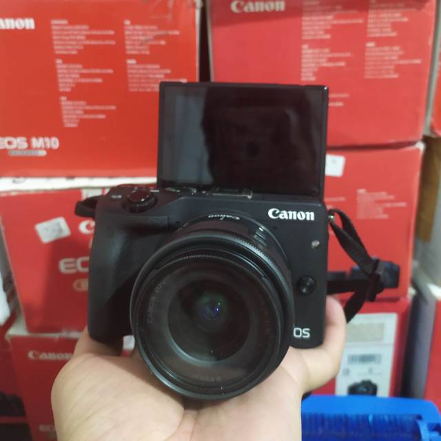 mirrorless canon eos m3 mulus kamera vlog  lensa 15-45mm m3 / m 3 bonus tas siap selfie-1