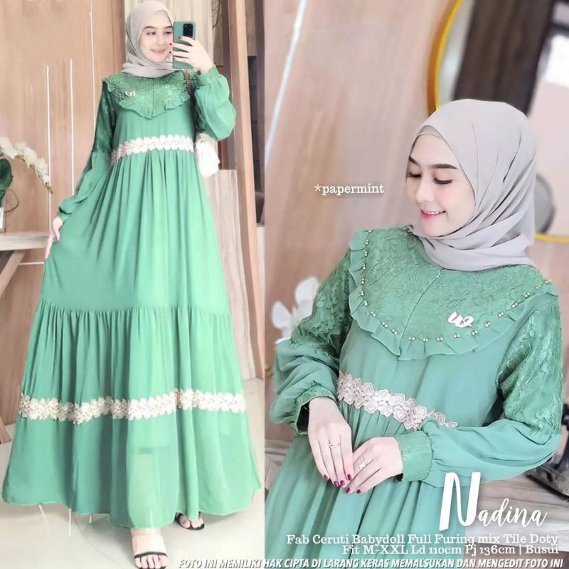 DRESS BRUKAT TERBARU CERUTY BABYDOLL/NADINA DRESS MAXY/GAMIS BUSUI MIX BRUKAT TERLARIS/GAMIS RENDA MUTIARA/FAR MOSLEMSTORE