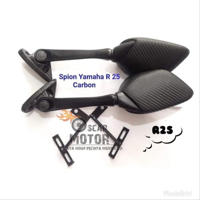 SPION R25 TANGKAI PANJANG IGAWA CARBON KACA BIRU NMAX LEXY NO BREKET KARBON motor motor