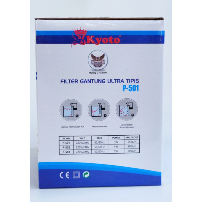 Filter Gantung KYOTO 501 Filter Hang-on Aquarium Aquascape + skimmer Kyoto P 501