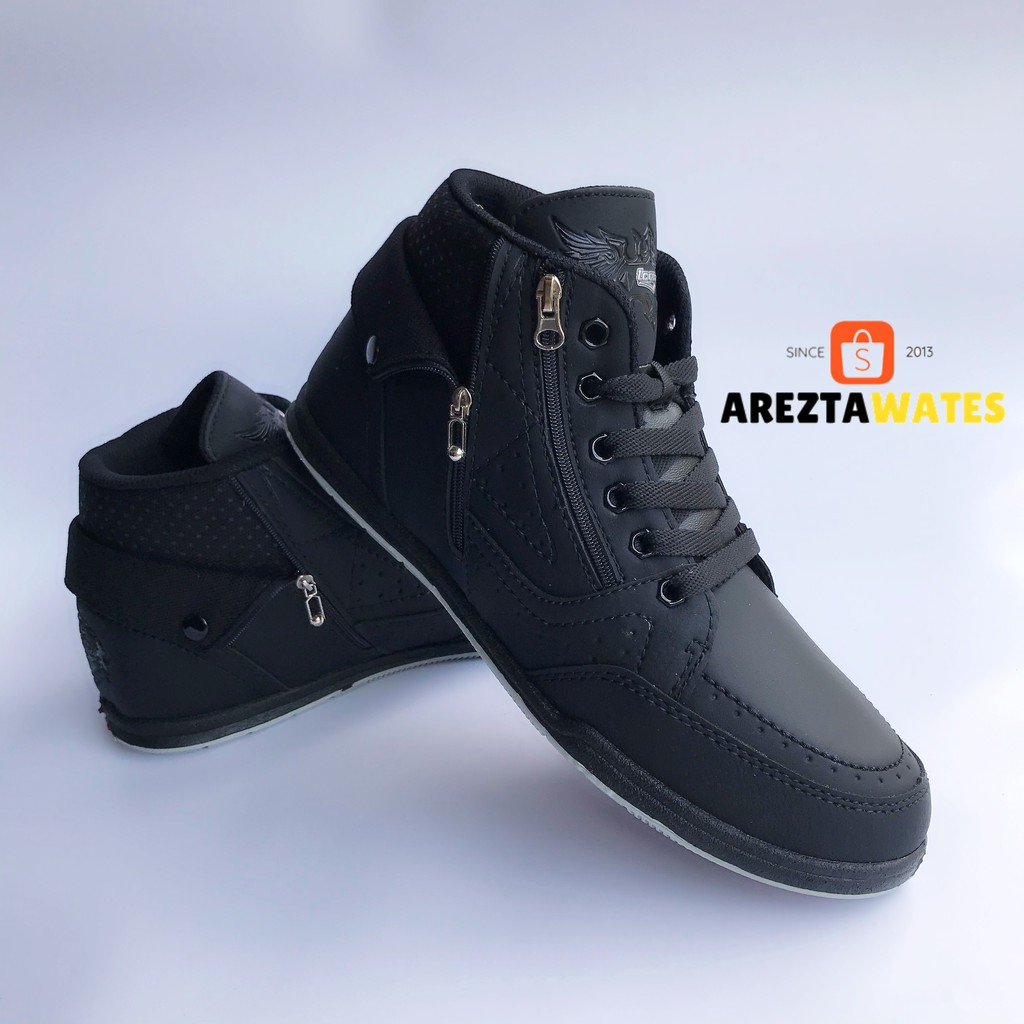  Sepatu  sekolah  loggo hitam  polos model tinggi  Shopee 