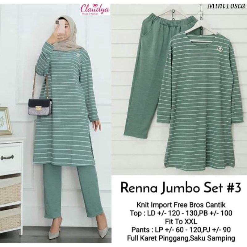setelan tunik celana renna jumbo set