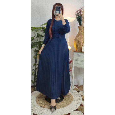 Gamis Plisket Murah Longdress plisket Murah Elpeka Fashion